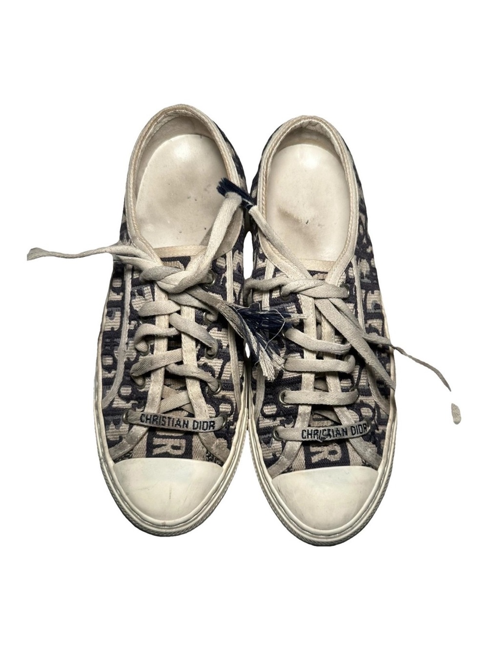 Dior Beige and Navy Canvas Logo Sneakers